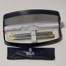 Bill Blass Mini Ballpoint Pen and Mechanical Pencil Set Gold And Silver In Box 