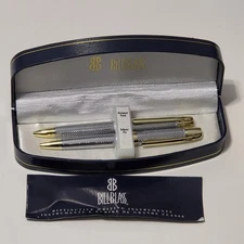 Bill Blass Mini Ballpoint Pen and Mechanical Pencil Set Gold And Silver In Box 