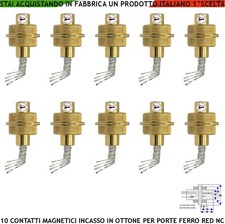 Sensori Magnetici Ottone Incasso 10 Pz. Antifurto x Infissi Ferro Porte Blindate