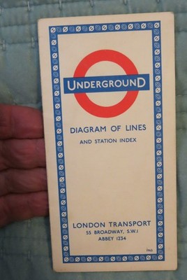 1965 London Underground Diagram Of Lines Station Index Map Fold Out