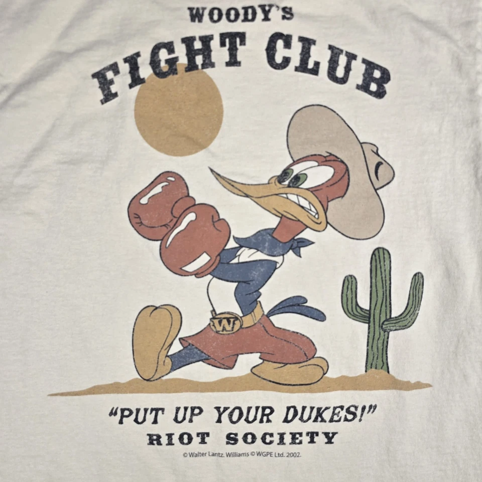Camisa Riot Society Woody's Fight Club Hombre Mediana Beige Manga Corta Gráfico  Foto 3 de 4