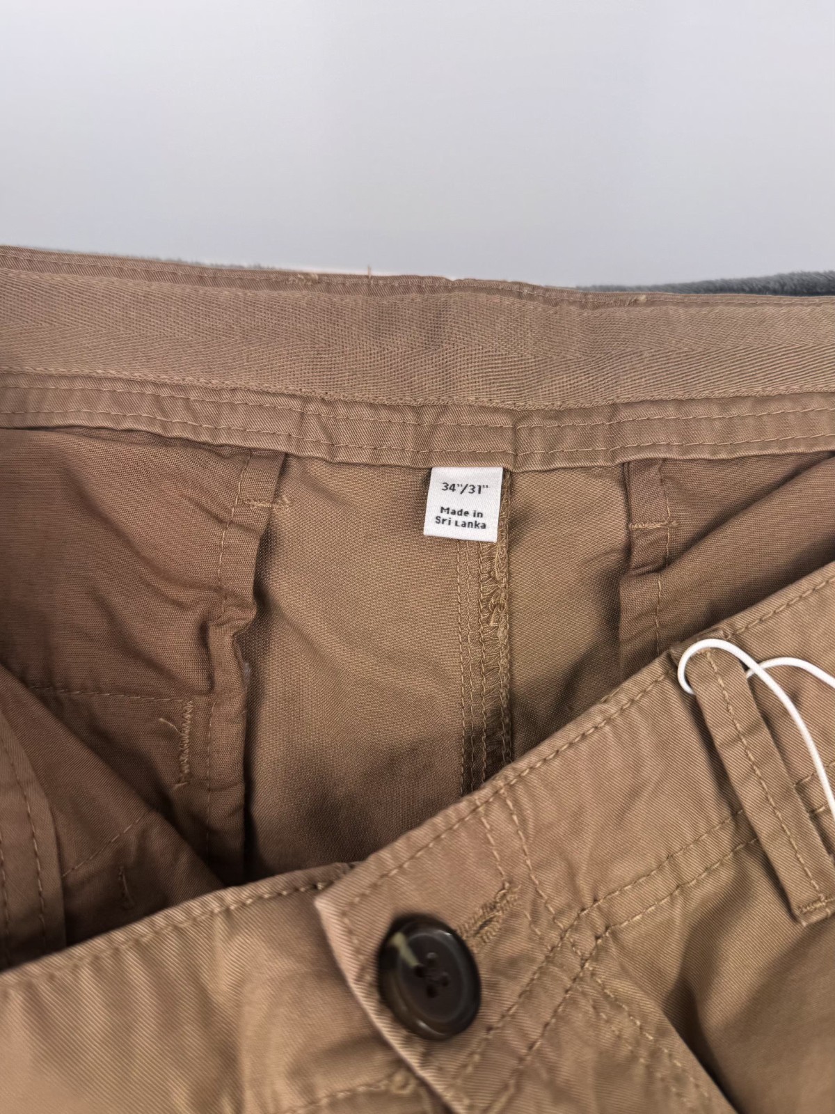 M&S Mens Cargo Trousers Beige Stone Utility Combat Pants W34 L31 Cotton Casual image 2