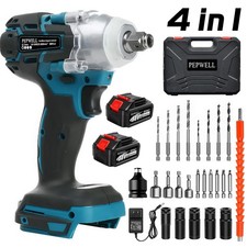 Brushless Cordless Impact Wrench 12 High Torque Electric Gun Battery Charger