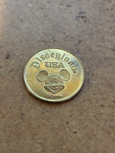 Disneyland USA 1990s Mickey Mouse Medallion Token Coin Disney Castle On The Back