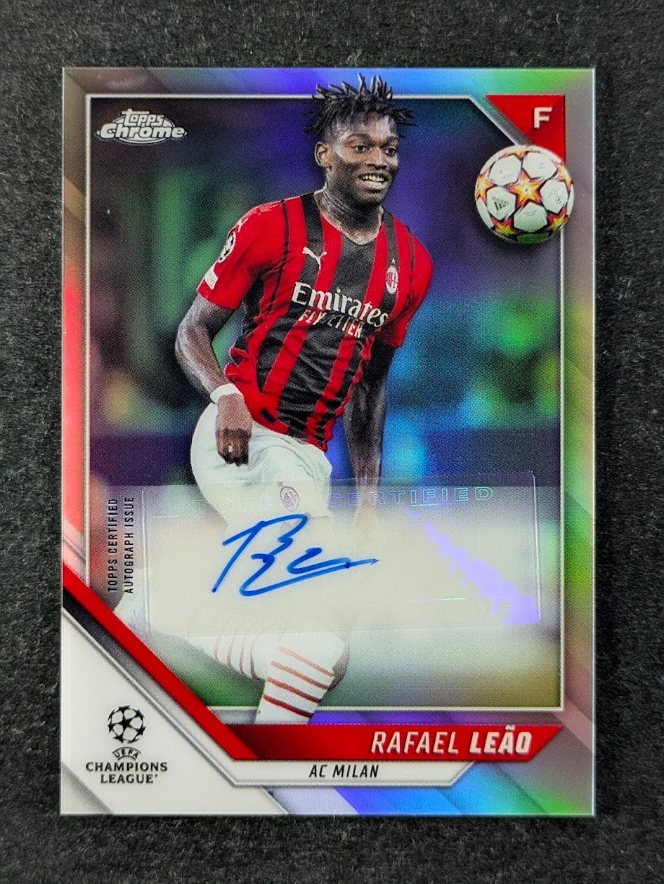 2021-22 Topps Chrome UEFA RAFAEL LEAO Auto Refractor Signatures AC Milan #CA-LE