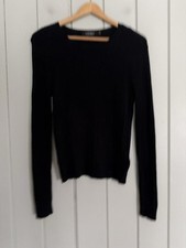 Lauren Ralph Lauren Sweater M Medium Black Cable Knit Cotton Blend Crew Neck