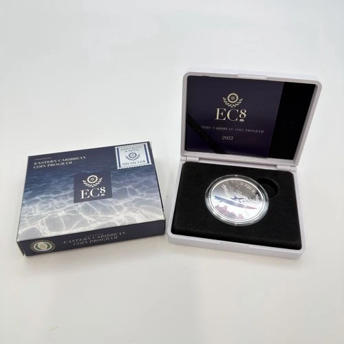 2022 Scottsdale Mint St Kitts Nevis EC8 1oz .999 Silver Colorized PROOF OGP COA
