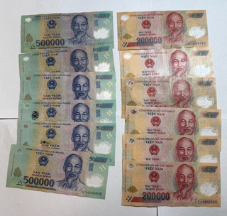 6 x 500 000 & 6 x 200k VIETNAM DONG Polymer Banknote VND Viet Nam Travel Cash