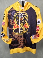 Cobra Kai Pullover Hoodie Black Yellow Strike First Costume Style A4