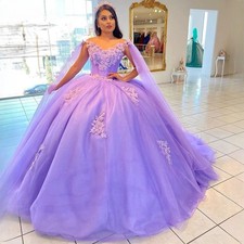 Purple Quinceanera Dresses Ball Gown Off Shoulder Applique Sweet 16 Party Dress