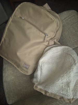 DSW Beige and White Backpack Set , women,with Adjustable Straps & Outer Pockets