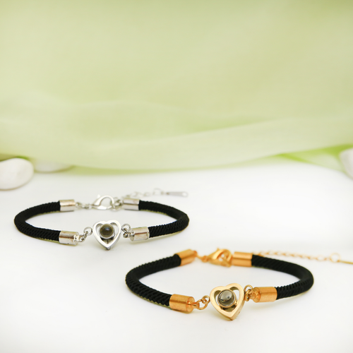 Personalisiertes Herz geflochten Foto Projektion Armband • Freund Abschluss Geschenk - Bild 3 von 5