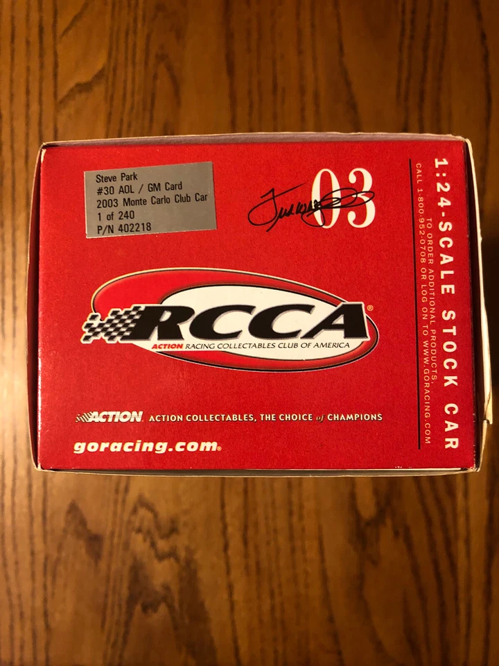 Tarjeta RCCA ESCALA 1:24 Steve Park #30 AOL/GM 2003 Monte Carlo Club Car 1 de 230 Foto 4 de 4