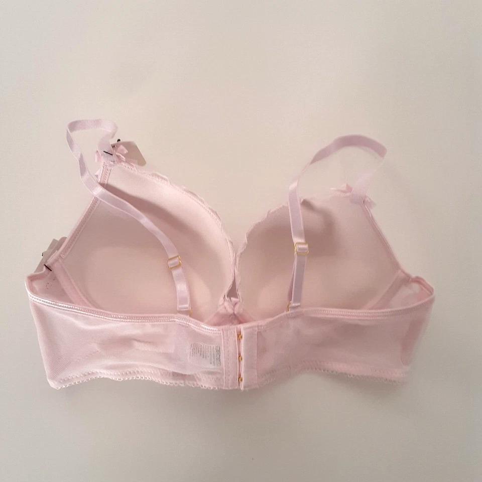 Carrie Amber Womens 36B Push Up Luxe Lace Bra Padded Underwire Festival Pink - Image 2 of 4