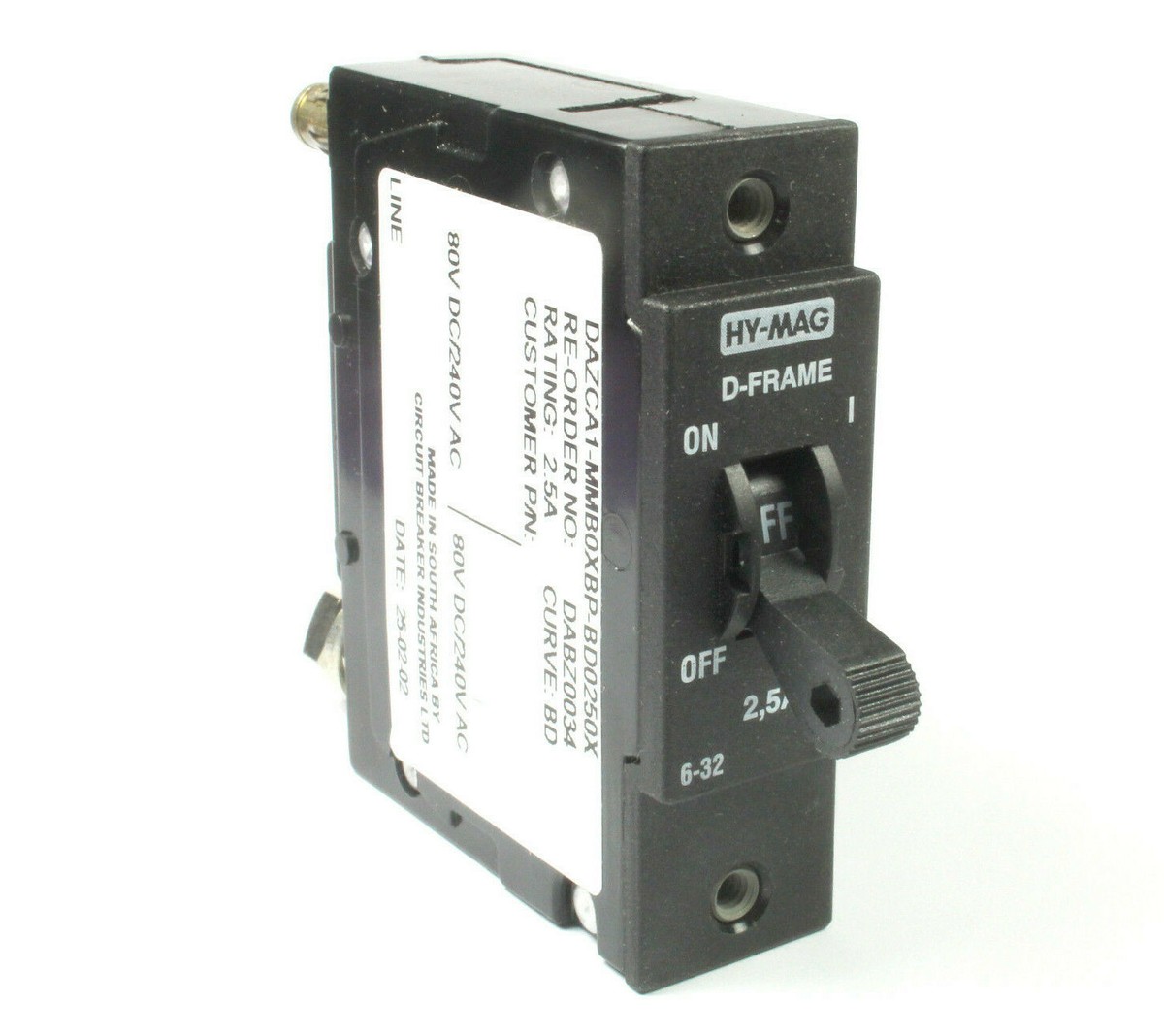 CBI Magnetic Hydraulic Circuit Breaker BD Curve, 240V 80VDC 2.5A