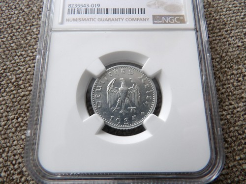 Germany Third Reich NGC MS63 1935 G 50 Pfennig aluminum coin with eagle - Picture 3 of 6