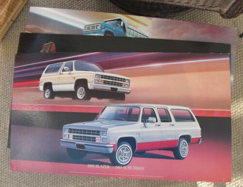 Lot of 3 1985 Chevy Blazer Suburban Medium Duty Truck Dealer Showroom Posters
