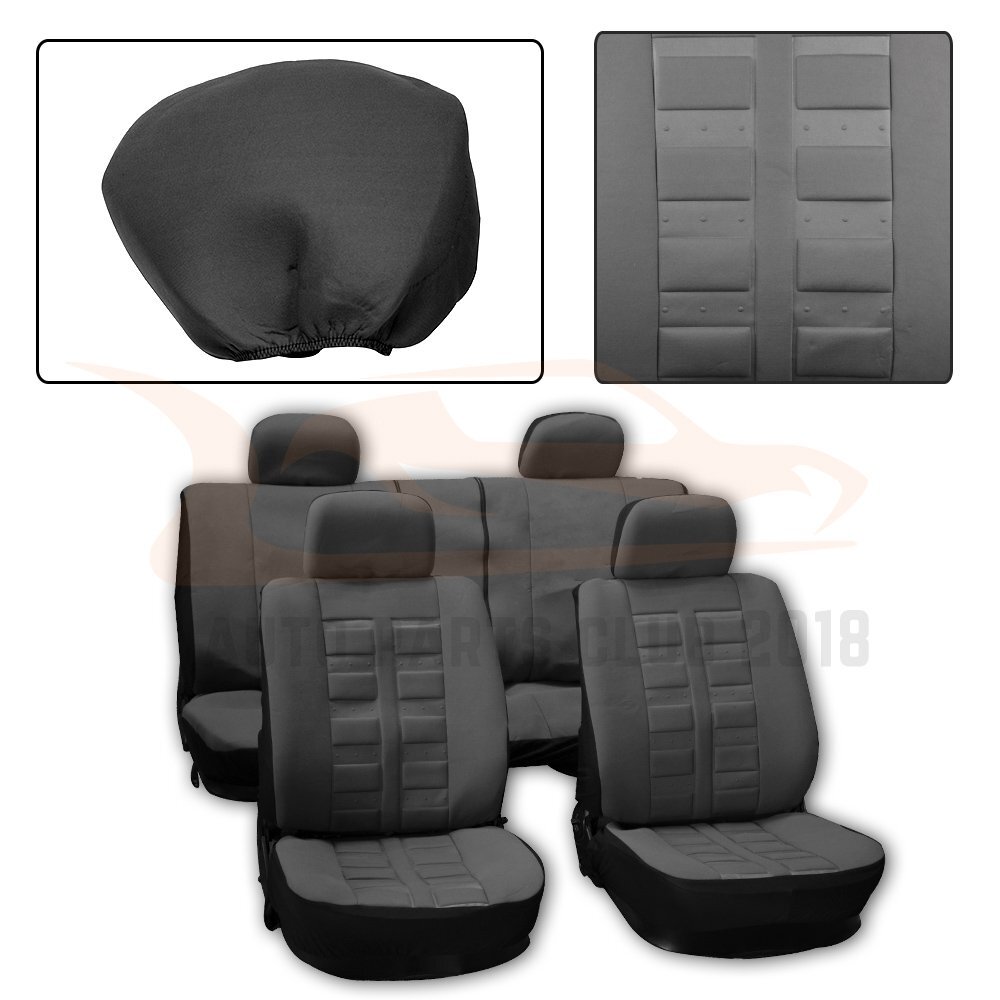 10 Pieces Car Seat Covers Durable For 2007 2008 2009 Honda Civic Gray Mesh  Cloth