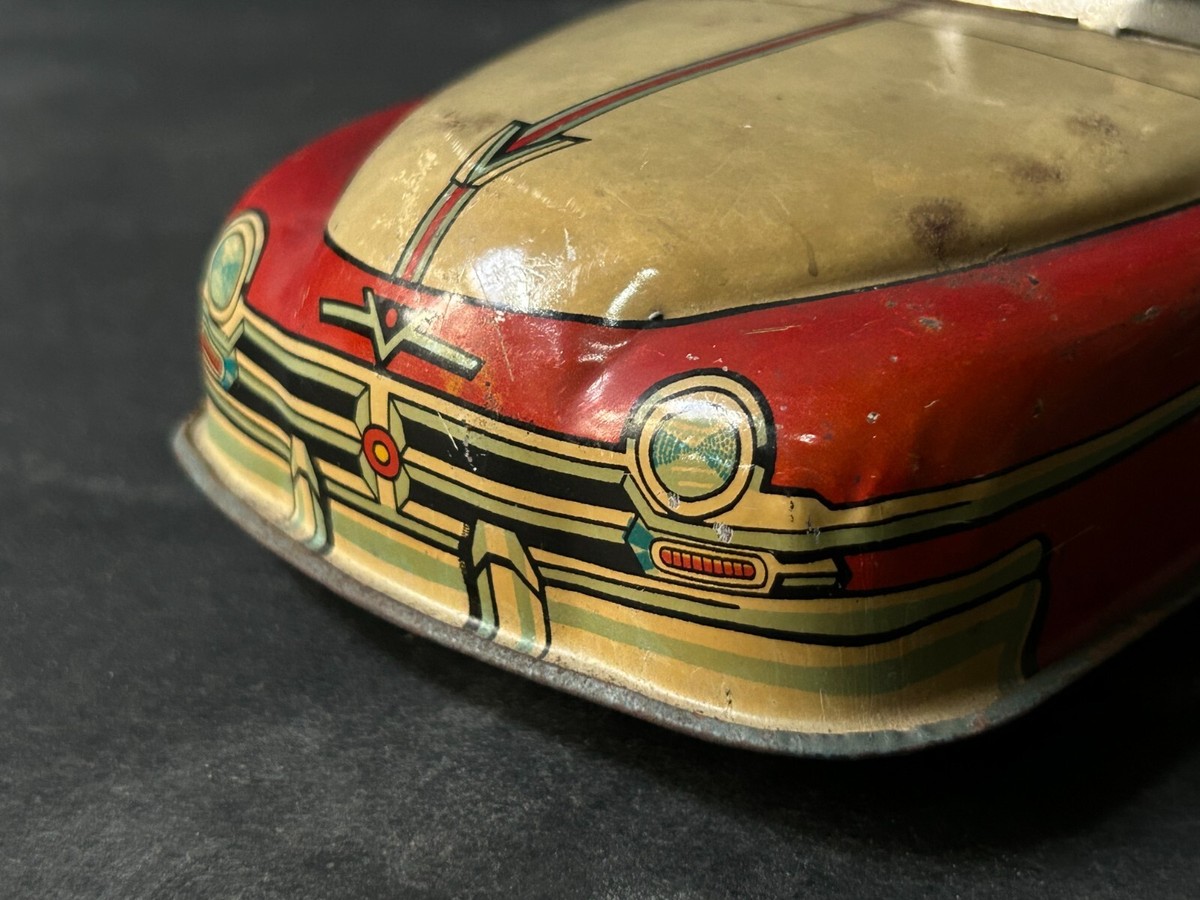 RARE OLD VINTAGE 1940s ORIGINAL FINE LITHO TIN TOY CAR MADE