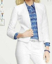 NWT 128 Ann Taylor White eyelet jacquard textured Jacket Blazer Top Sz 8