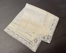 Fancy Vintage IVORY Linen Hankie Lace Bridal Wedding Handkerchief
