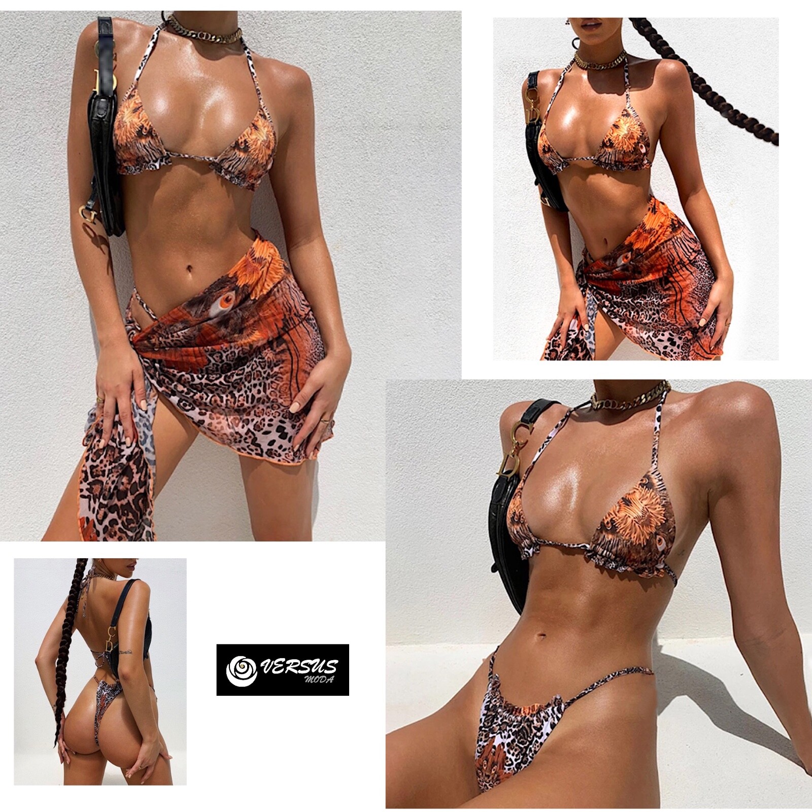 Image 01 - Costume Brésilien Femme Bikini avec Paréo Maillot de Bain Femme 3 pièces 550145