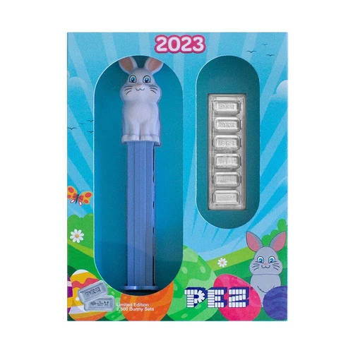 2023 6pc Pamp 5gm Silver Spring Bunny Pez Wafers and Dispenser Reverse Proof ...