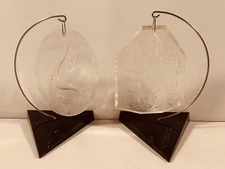 2 HENCO CRYSTAL-CLEAR Decorations, PEACE/NOEL HARMONY, Boxes and Stands, Vintage