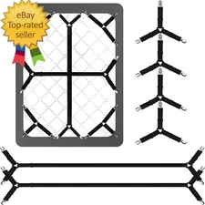 Bed Sheet Straps,6 PCS Secure and Fitted Sheet Straps for Full Size Bed,Adjustab