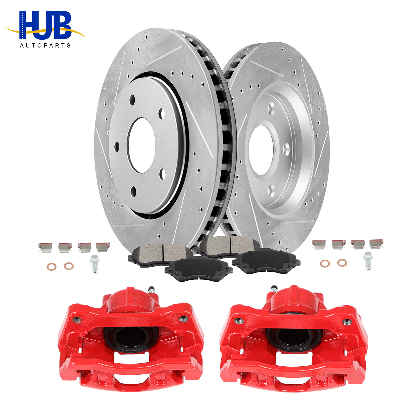 Front Brake Calipers Rotors & Ceramic Pads Kit For 2008-2016 Dodge Grand Caravan
