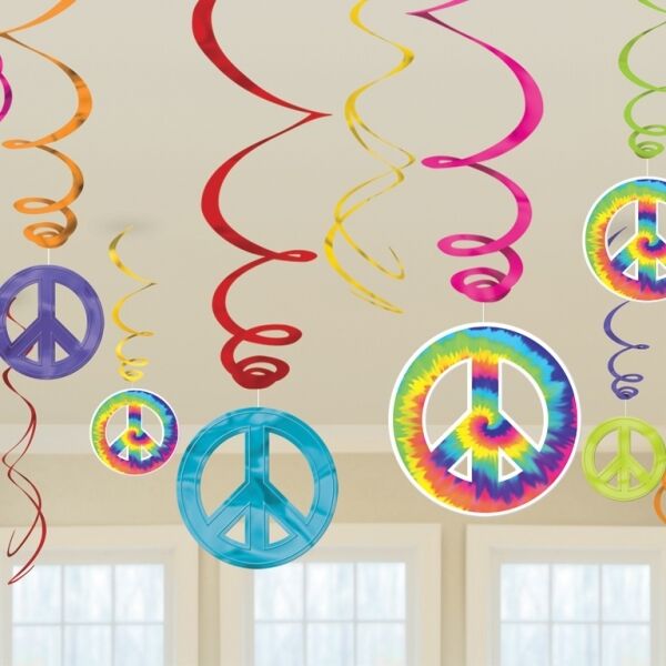 Amscan Groovy 60 S Party Peace Sign Swirl Decorations Value Pack