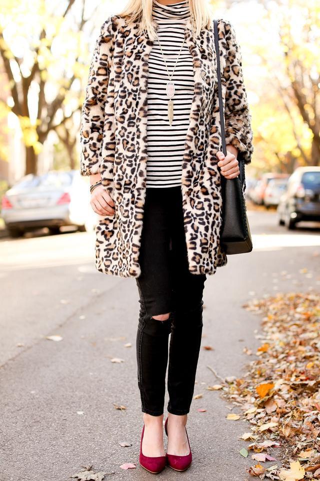 Kate Spade New York Rosalyn Faux Fur Coat Leopard Print Size 00 XS