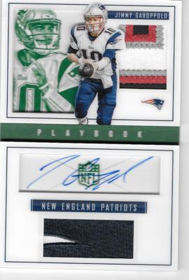 JIMMY GAROPPOLO 2015 PLAYBOOK ROOKIE BOOKLET LOGO PATCH AUTOGRAPH AUTO  #2/5