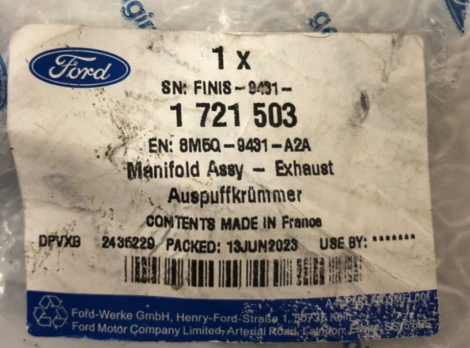 Genuine Ford Transit/Fiesta/Focus/Ka/Mondeo/Puma Exhaust Manifold 1721503 - Image 4 of 4