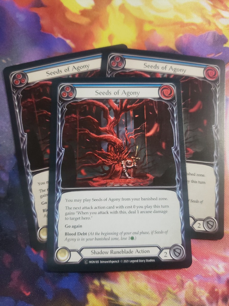 3x Seeds of Agony Blue Foil Playset Monarch FAB Flesh and Blood