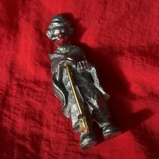 Vintage Pewter Clown w a Red Nose Figurine - Collectible Clown
