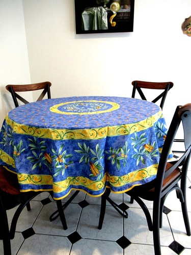 MANTEL REDONDO FRANCÉS PROVENZAL 100% ALGODÓN 71" AZUL CIGARRA, HECHO EN FRANCIA - Imagen 5 de 15