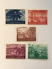 5 Indonesia 1960 Postage AGRICULTURE Scott # 831 834 835 836 837 MINT LH