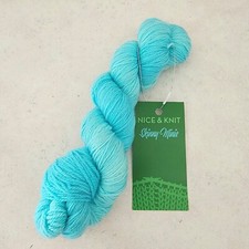 100 Superwash Merino Wool Hand Dyed Nice  Knit Seaside Blue Fingering 240 Yds
