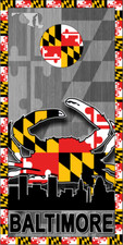 Baltimore Wood Crab Flag LAMINATED Cornhole Wrap Bag Toss Skin Decal Sticker