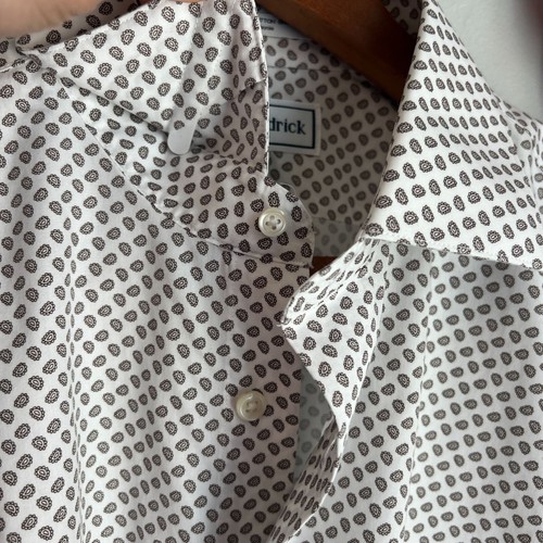 Camisa de vestir para hombre Paul Fredrick dos capas de algodón 16 1/2 - 34 blanco estampado cachemir - Imagen 5 de 10