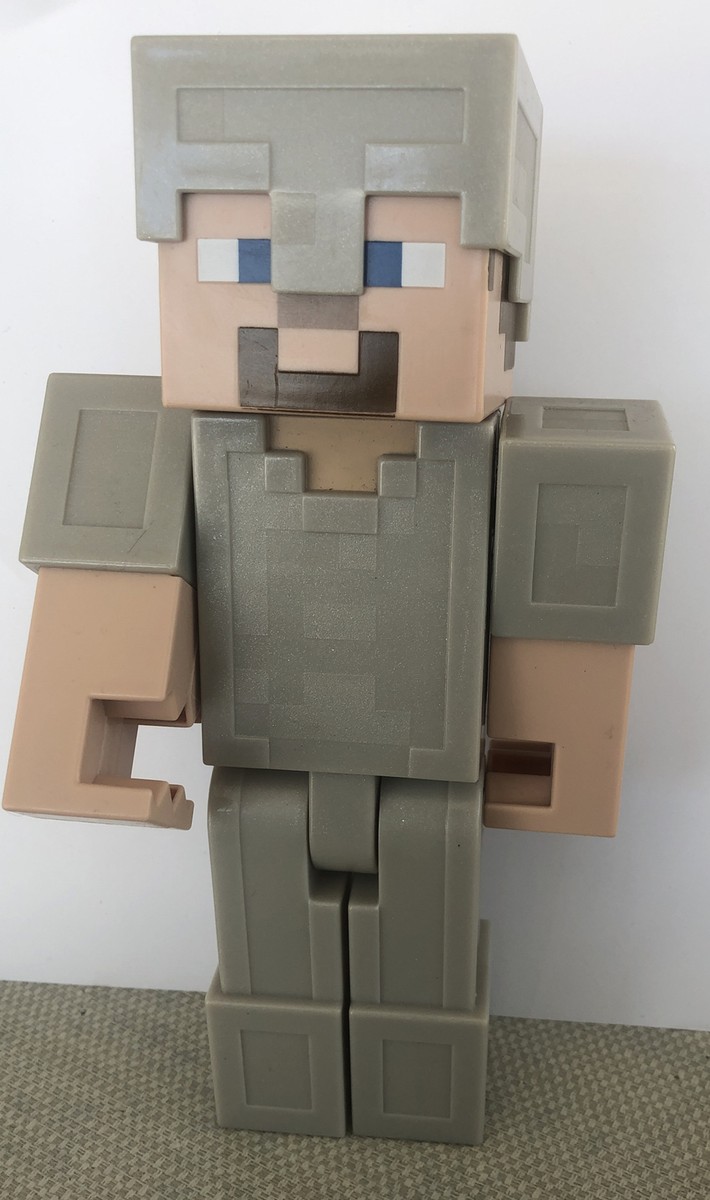 Minecraft Steve in Iron Armor 8.5 Inch Large Scale Action