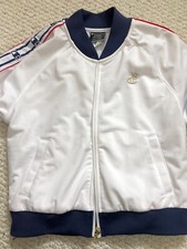 Champion Throwback Old School Taped Sleeve White Y2K Track Jacket Women's M