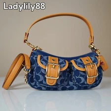 NWT Coach CY700 Ashton Bag In Signature Denim Smooth Vachetta Leather $398