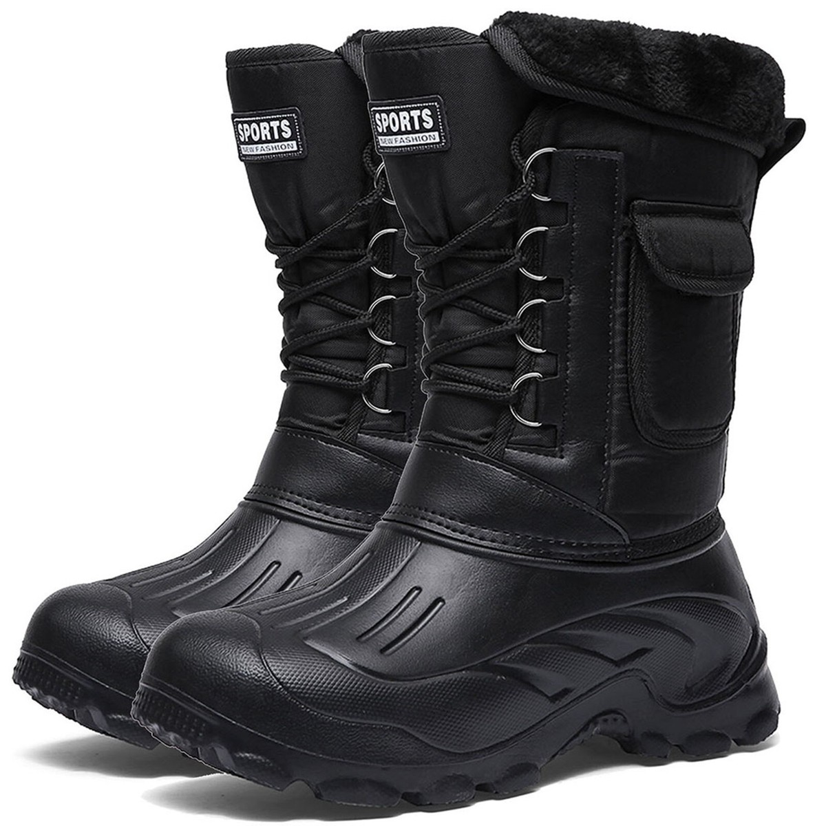 CARLKARIDA Men\'s Snow Boots Fur Lined Hiking Dark Black Waterproof Sz 8.5 NEW Kamik Fargo 2 Snow Boot - Men main image 2