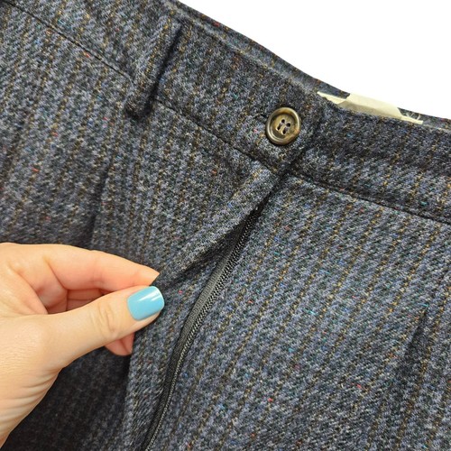 Vintage Mark Shale Blue Wool Long Pencil Skirt Size 12 Button Zip Closure Lined - Picture 4 of 12
