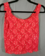 VTG Undercover Wear camisole size X/S Red Lace gold Accents Lingerie USA Made
