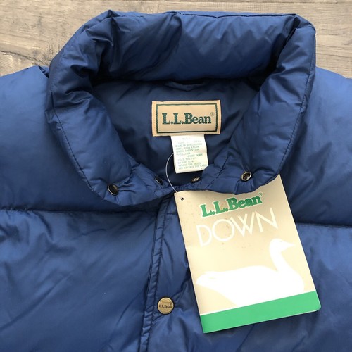 Vintage NWT LL Bean Goose Down Puffer Vest Mens Large Blue Nylon Pockets 1419 - Picture 2 of 13