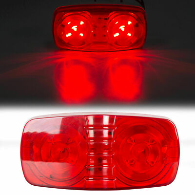 2PCS Red Lens LED Double Bullseye Camper RV Side Marker Clearance Light Lamp