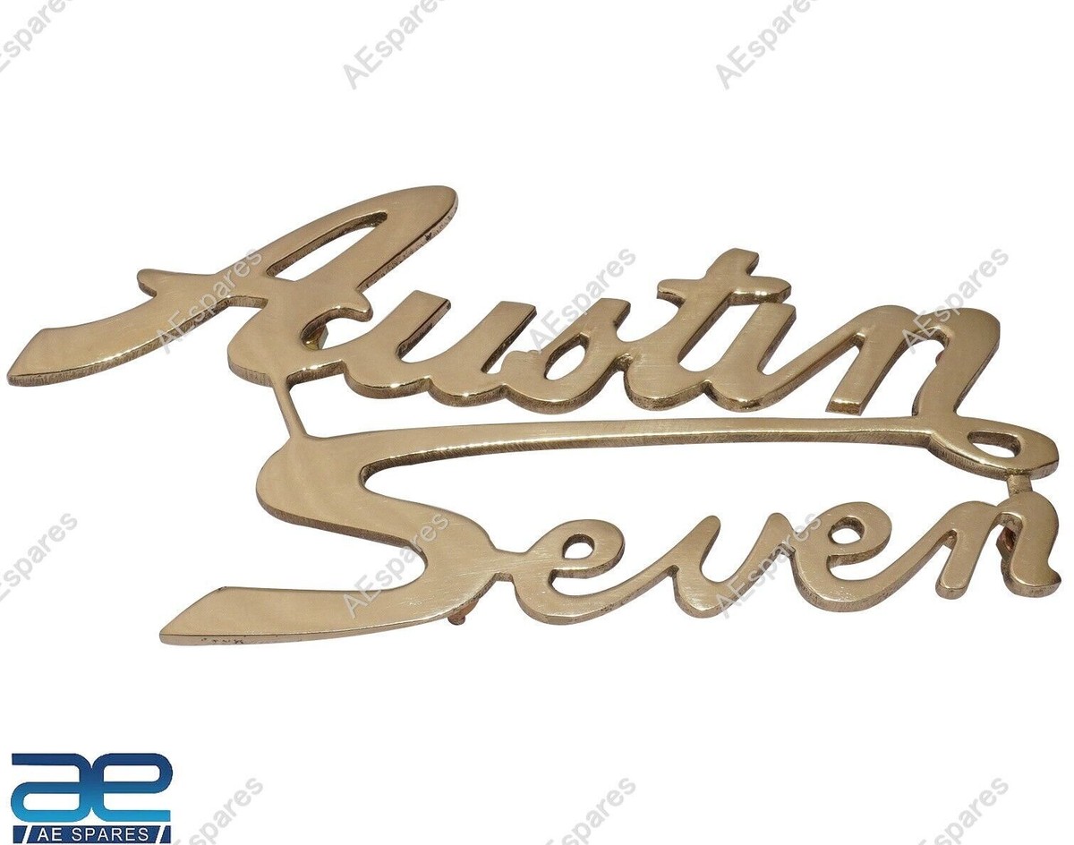 Front Grill Austin Seven Logo Script Badge Brass For Morris Austin